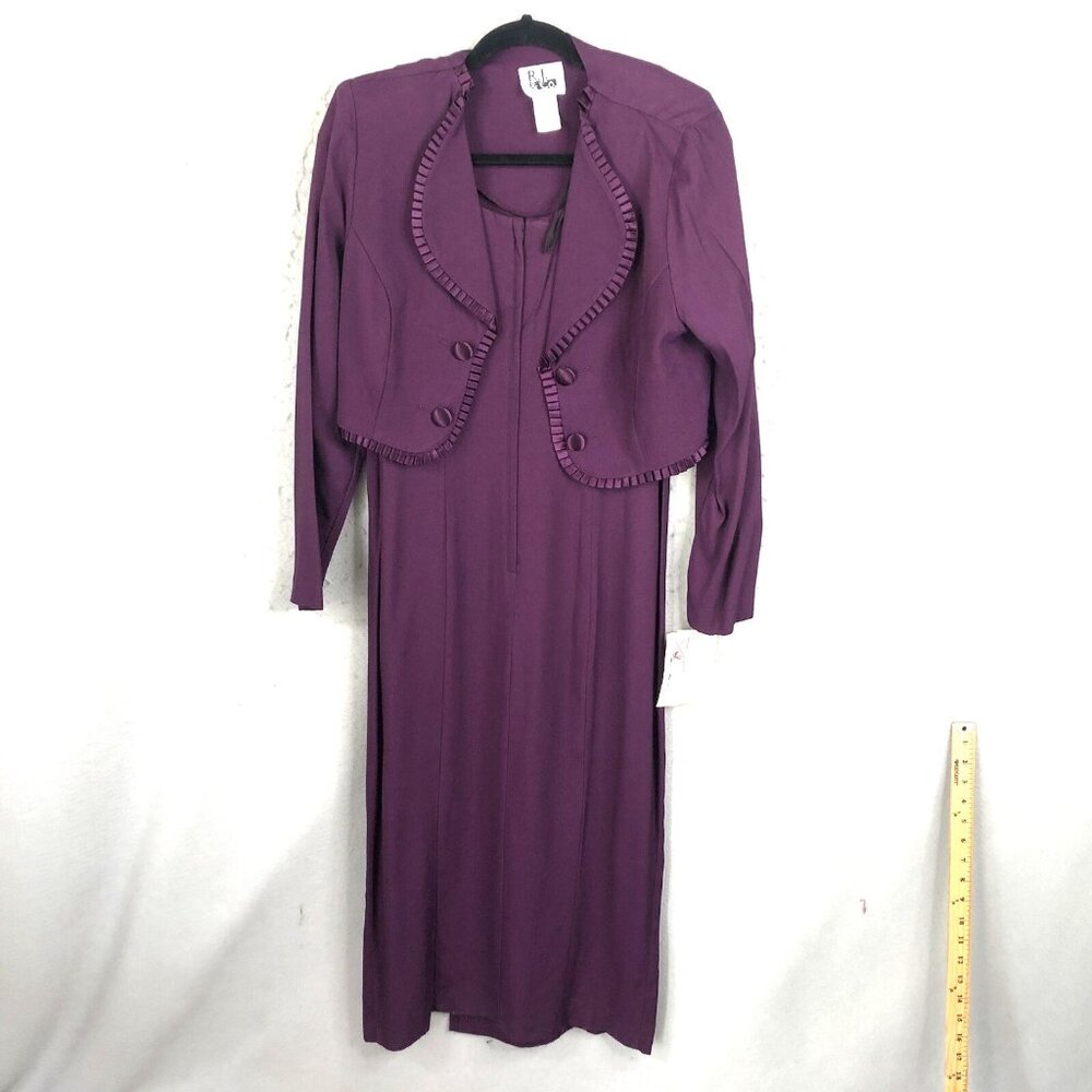 Vintage RJ & Co Dress Womens 8P Petite Purple Maxi Jacket Set Event Wedding NEW